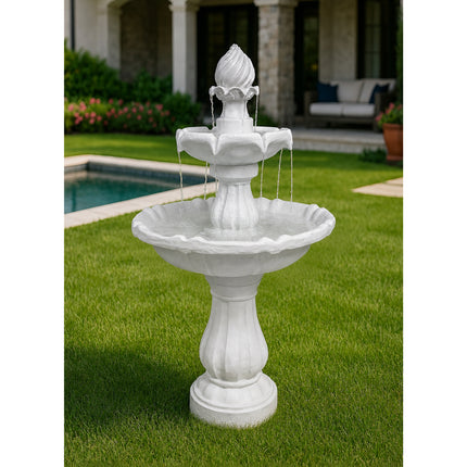 MDA Designs Aruna Elegant 3-Tier Outdoor Water Fountain Self-Contained Stunning Garden Feature with Cascading Waterfall