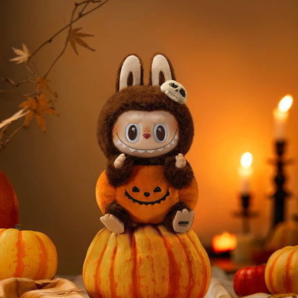 Pop Mart Happy Halloween Party Series - Labubu Sitting Pumpkin Vinyl Plush Pendant - Single Box - 100% genuine with Money Back Guarantee