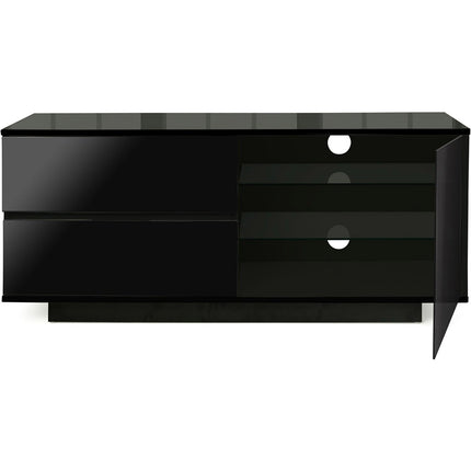 Centurion Supports Gallus ULTRA Remote Friendly BeamThru Gloss Black with 2-Black Drawers 32"-55" Flat Screen TV Cabinet