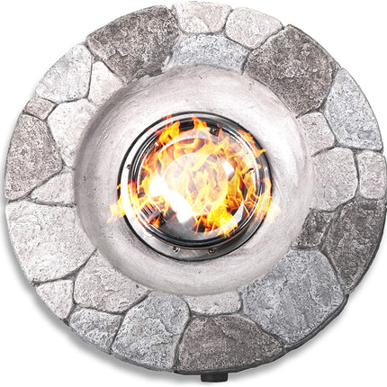 Centurion Supports Fireology KALUYA Grey Lavish Garden and Patio Gas Fire Pit with Eco-Stone Finish - Fully Assembled