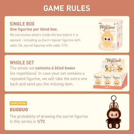 Pop Mart THE MONSTERS - Have a Seat Series Whole Set (6 Boxes) | Labubu Designer Vinyl Face Blind Box Collectible Toys - 100% genuine with Money Back Guarantee