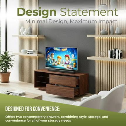 Centurion Supports Gallus Premium Walnut with 2-Walnut Drawers and 3-Shelves 32"-55" LED/OLED/LCD TV Cabinet - Grade A