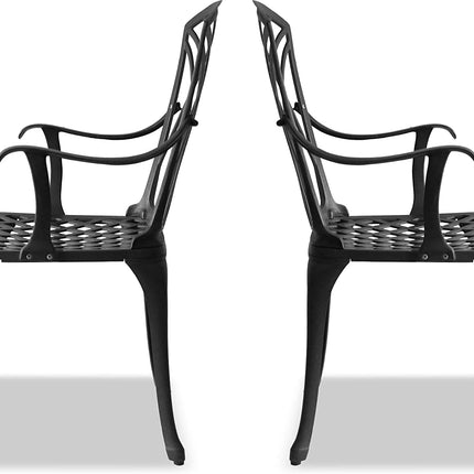 Centurion Supports OSHOWA 2-Large Garden and Patio Bistro Chairs with Armrests in Cast Aluminium Black