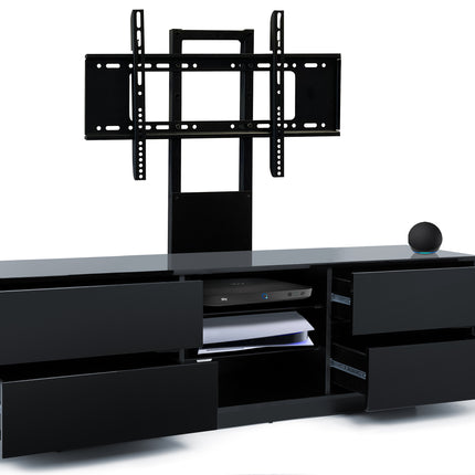Centurion Supports AVITUS Gloss Black with 4-Black Drawers for up to 65" LED/LCD/Plasma TV Stand with Mounting Arm
