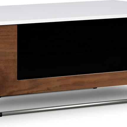 Centurion Supports Hampshire Corner-Friendly Gloss White with Walnut Contrast Beam-Thru Remote Friendly Door 26"-50" Flat Screen TV Cabinet