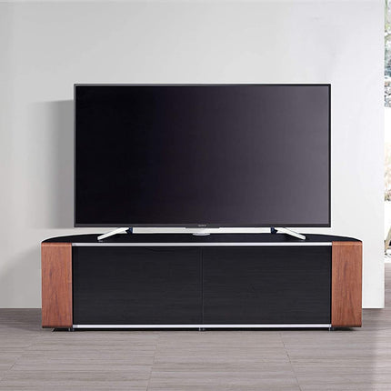MDA Designs Sirius 1600 Cabinet with BeamThru Remote-Friendly Gloss Black with Walnut/Oak Interchangeable Trims for Flat Screen TVs up to 70" - Grade A