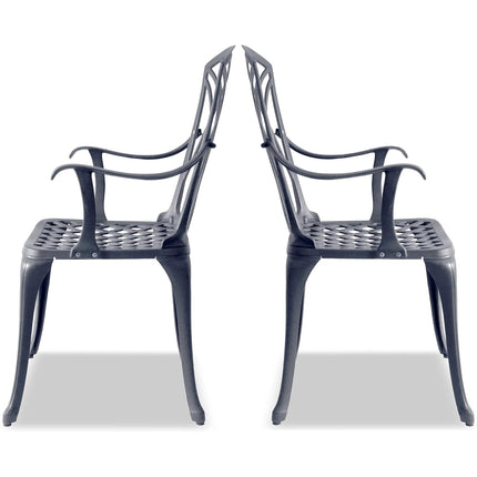Centurion Supports Oshowa 2-Large Garden & Patio Bistro Chairs with Armrests in Cast Aluminium Grey - Grade A