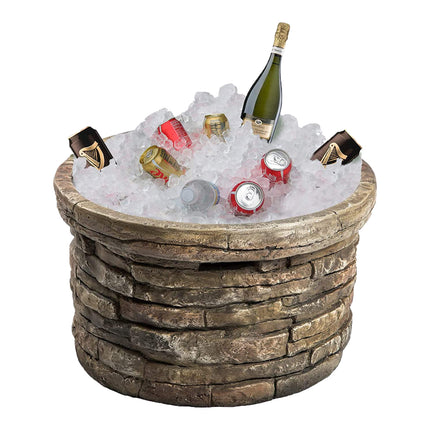 Centurion Supports Fireology SAMUI Majestic Garden and Patio Round Multi-function Heater, Fire Pit, Brazier and Barbecue with Eco-Stone Finish and Cover