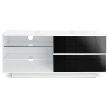 Centurion Supports Gallus High Gloss White with 2-Gloss Black Drawers and 3-Shelf 32"-55" LED/OLED/LCD TV Cabinet