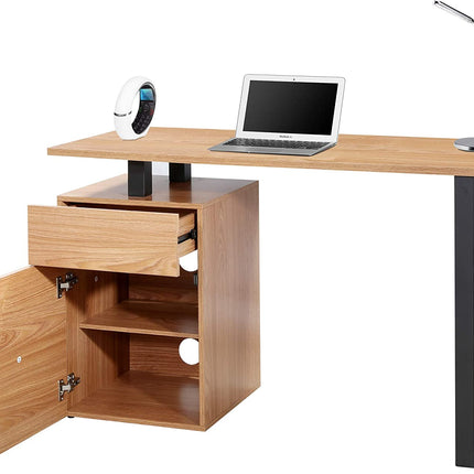 Centurion Supports CALISTA Oak with Matte Black Legs Contemporary Home Office Computer Desk