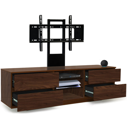 Homeology Avitus Walnut with 4-Walnut Drawers and 3-Shelves up to 65" LED, LCD, Plasma TV Stand with Mounting Arm