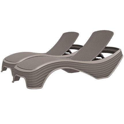 Centurion Supports MALDIVES Greige Prestigious Outdoor Rattan-Style Adjustable Sun Lounger Pair - Grade A