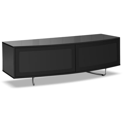 Centurion Supports Caru Gloss Black Beam-Thru Remote Friendly Super-Contemporary "D" Shape Design 32"-65" LED/OLED/LCD TV Cabinet
