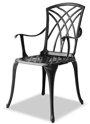 Centurion Supports OSHOWA Garden and Patio Table and 4 Large Chairs with Armrests Cast Aluminium Bistro Set - Black
