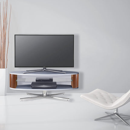 MDA Designs Orbit 1100GWA Grey TV Stand with Walnut Elliptic Sides for Flat Screen TVs up to 55"