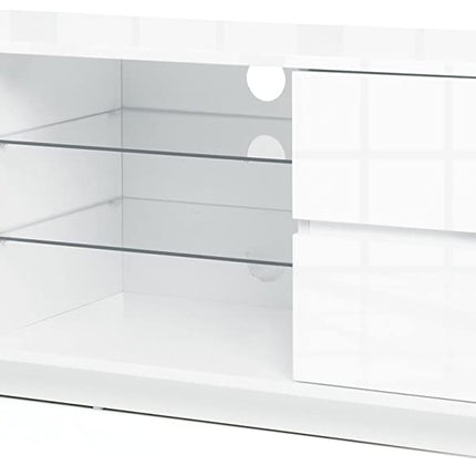 Centurion Supports Avitus Premium High Gloss White with 4-White Drawers and 3-Shelf 32"-65" LED/OLED/LCD TV Cabinet - Grade A