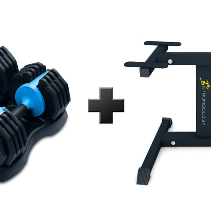 Strongology Urban25 Blue Adjustable Dumbbell Pair with Free Durable Steel Adjustable Urban25 Dumbbell Floor Stand