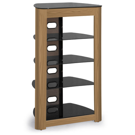 Centurion Supports Zinnia 5-Shelf Black with Oak Fascia Flat Screen TV/Hi-Fi/AV Rack Entertainment Stand - Grade A