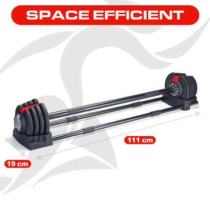 Strongology ELEMENT SET Home Fitness 3-In-1 Black/Red Adjustable Smart Barbell/Dumbbell/Kettlebell from 2kg up to 19kg Training Weights - Grade A