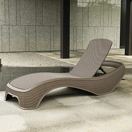 Centurion Supports MALDIVES Warm Grey Outdoor High-End PU Rattan Adjustable Sun Lounger-Fully Assembled