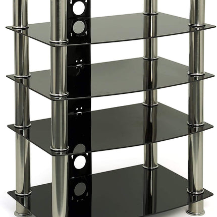 Centurion Supports Galago Black Glass and Silver Legs Entertainment Unit - Grade A