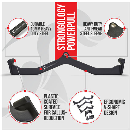 Strongology POWERPULL Lat Bar Pull Down Bar Attachments, Workout Accessory for Gym, Cable Weightlifting Use, Strength Training Arms, Back, Shoulders