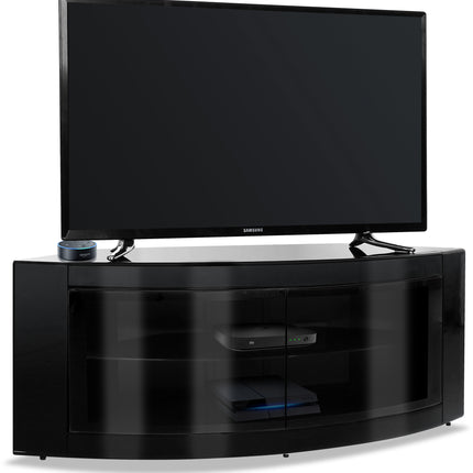 Centurion Supports PANGEA Gloss Black Beam-Thru Curved Tru-Corner 32"-50" TV Cabinet - Grade A