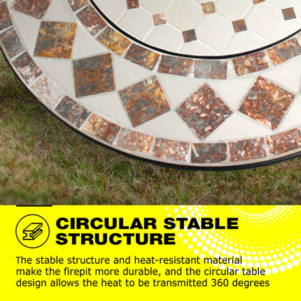 Centurion Supports Fireology KENNOCHA Extravagant Garden and Patio Heater Fire Pit Brazier, Coffee Table, Barbecue and Ice Bucket - Marble Finish