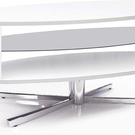 MDA Designs Orbit 1100WW Gloss White TV Stand with Gloss White Elliptic Sides for Flat Screen TVs up to 55"