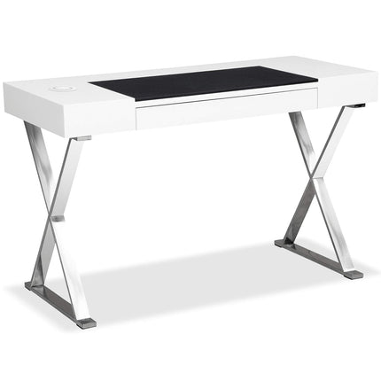 Centurion Supports ADONIS Gloss White Ergonomic Home Office Desk with Built-In Wireless Qi Charging