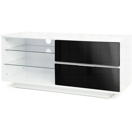 Centurion Supports Gallus High Gloss White with 2-Gloss Black Drawers and 3-Shelf 32"-55" LED/OLED/LCD TV Cabinet