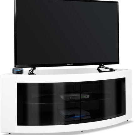 Centurion Supports PANGEA Gloss White Beam-Thru Curved Tru-Corner 32"-50" TV Cabinet - Grade A