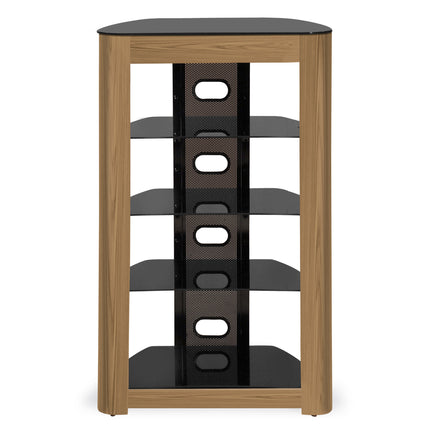 Centurion Supports Zinnia 5-Shelf Black with Oak Fascia Flat Screen TV/Hi-Fi/AV Rack Entertainment Stand - Grade A