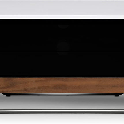 Centurion Supports Hampshire Corner-Friendly Gloss White with Walnut Contrast Beam-Thru Remote Friendly Door 26"-50" Flat Screen TV Cabinet