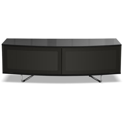 Centurion Supports Caru Gloss Black Beam-Thru Remote Friendly Super-Contemporary "D" Shape Design 32"-65" LED/OLED/LCD TV Cabinet