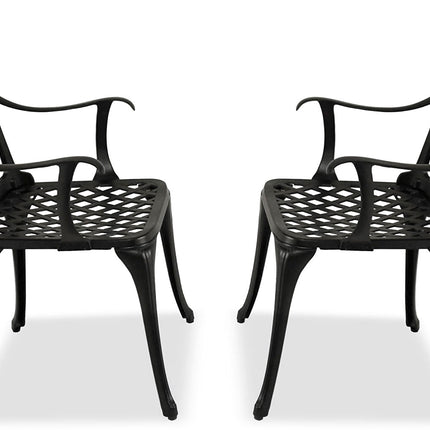 Centurion Supports OSHOWA 2-Large Garden and Patio Bistro Chairs with Armrests in Cast Aluminium Black