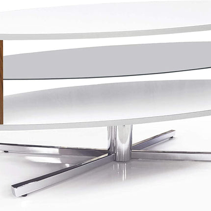 MDA Designs Orbit 1100WWA Gloss White TV Stand with Walnut Elliptic Sides for Flat Screen TVs up to 55"