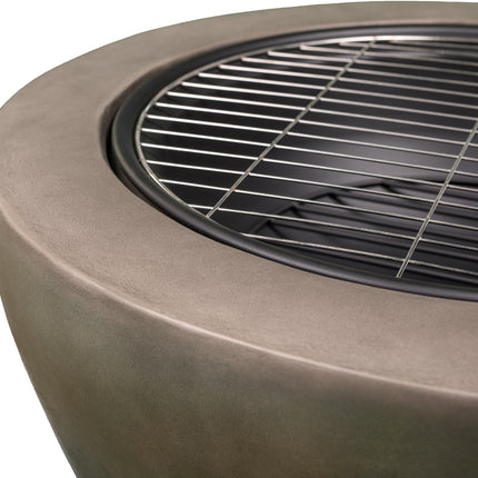 Centurion Supports Fireology DIABLO Dark Grey Contemporary Garden and Patio Heater Fire Pit and Barbecue with Concrete Stone-Effect Finish - Fully Assembled