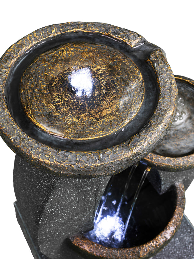 MDA Designs Shinto 3 Tier Pouring Bowls Water Feature with Lights - Grade A