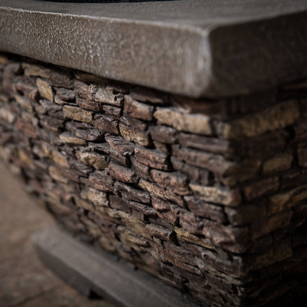 Centurion Supports Fireology TONTERIA Prestigious Garden and Patio Square Heater, Fire Pit, Brazier and Barbecue with Eco-Stone Finish