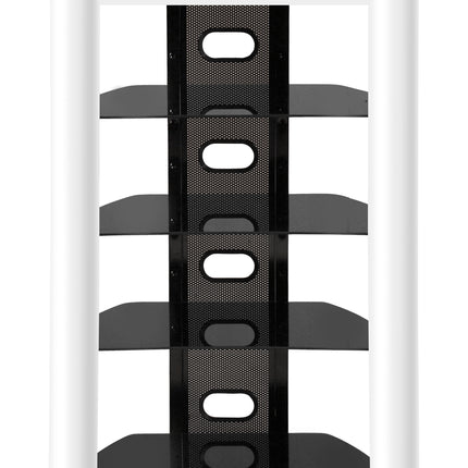 Centurion Supports ZINNIA 5-Tier Black Glass Shelves with Gloss White Fascia Entertainment Media Audio Rack - Grade A