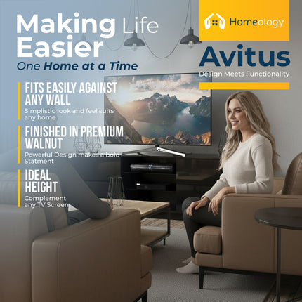 Homeology Avitus High Gloss Black with 4-Black Drawers & 3-Shelf 32"-65" LED/OLED/LCD TV Cabinet - Fully Assembled