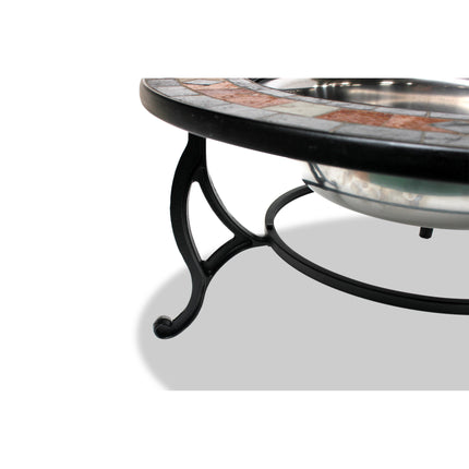 Centurion Supports Fireology LANIAKA Lavish Garden and Patio Heater Fire Pit Brazier, Coffee Table, Barbecue and Ice Bucket with Slate Tiles