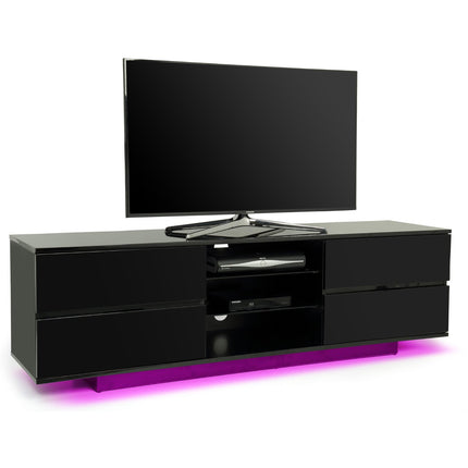 Centurion Supports Avitus Premium High Gloss Black with 4 Drawers and 3-Shelf up to 65" LED/OLED/LCD TV Cabinet with 16 colour LED Lights