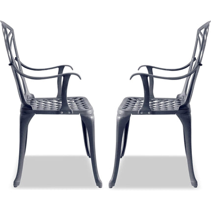 Centurion Supports Oshowa 2-Large Garden & Patio Bistro Chairs with Armrests in Cast Aluminium Grey - Grade A