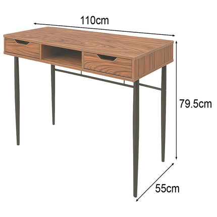 MDA Designs Kenora Home Office Study Ergonomic Desk Table Workstation with Drawers Walnut Black
