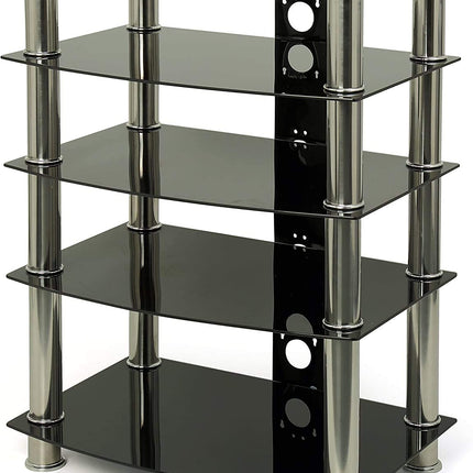 Centurion Supports Galago Black Glass and Silver Legs Entertainment Unit - Grade A