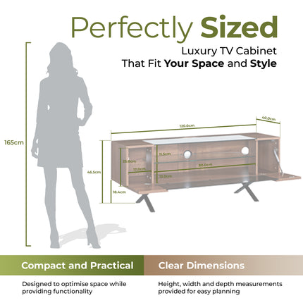 Centurion Supports ADONIS Walnut with Black Contrast Beam-Thru Remote Friendly Door 26"-55” Flat Screen TV Cabinet