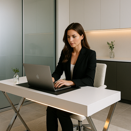 Centurion Supports ADONIS Gloss White and Chrome Legs Ergonomic Home Office Luxury Modern Desk