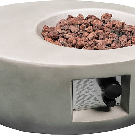 MDA Designs ECHO Light Grey Lavish Garden & Patio Gas Fire Pit with Eco-Stone Finish